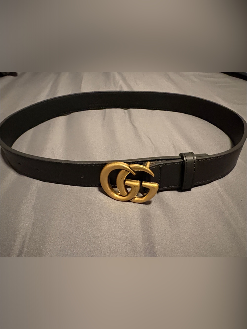 Gucci Black Leather Belt with Gold Buckle